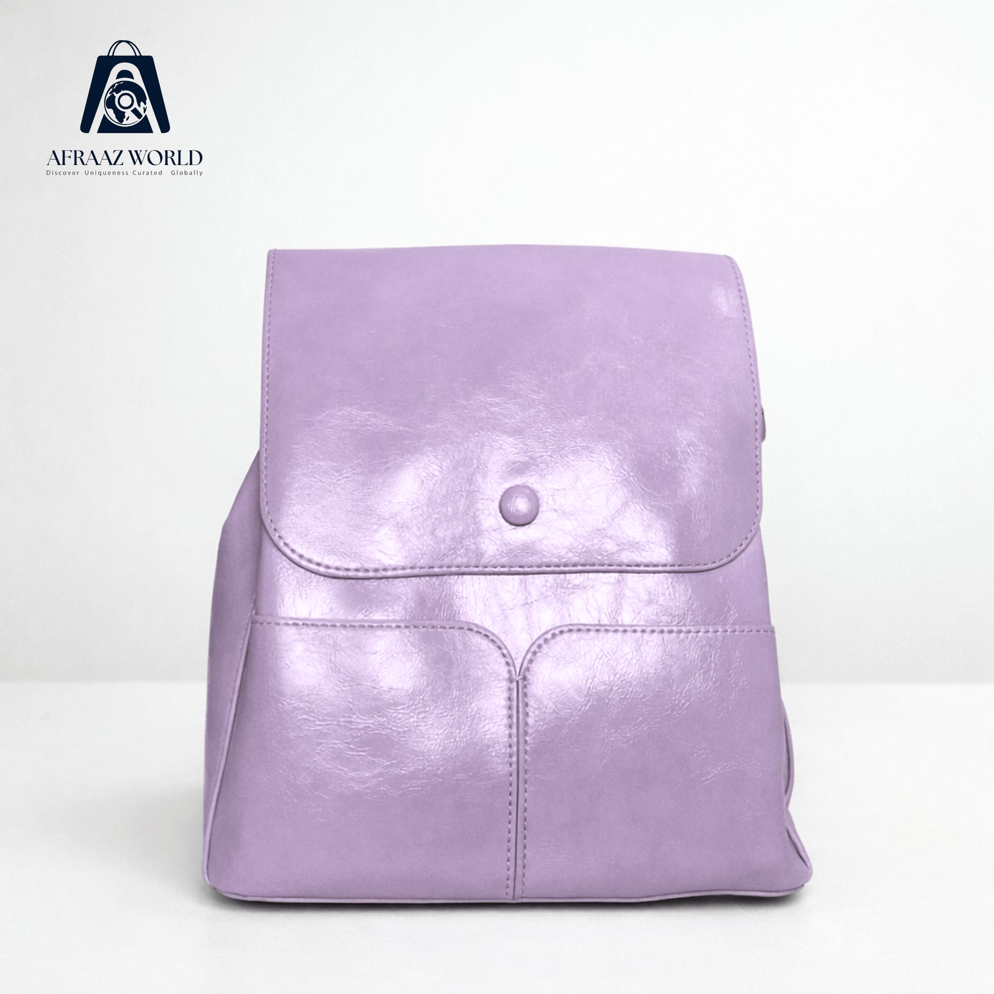 Minimalist Vegan Leather Backpack with Twin Front Pockets