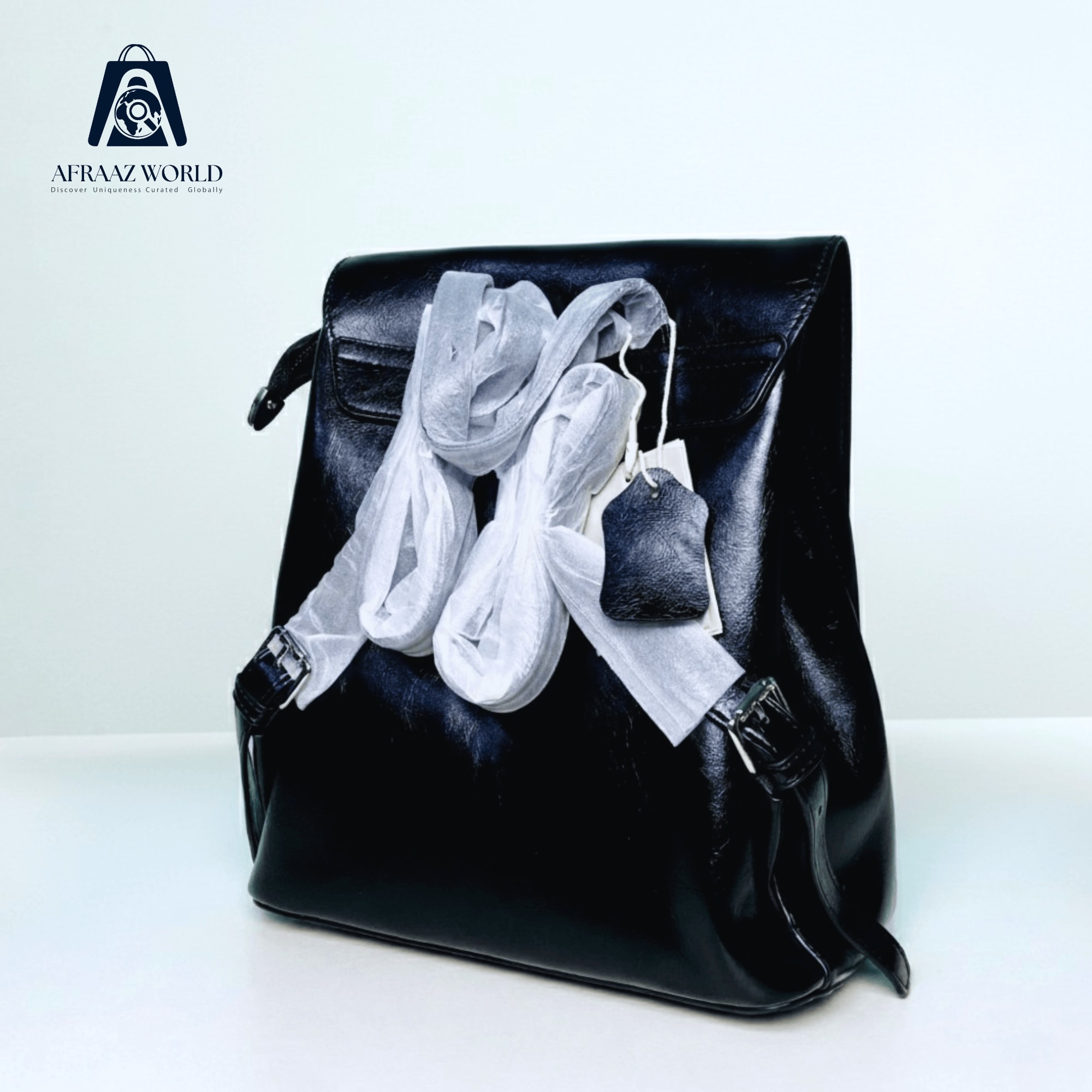 Minimalist Vegan Leather Backpack with Twin Front Pockets