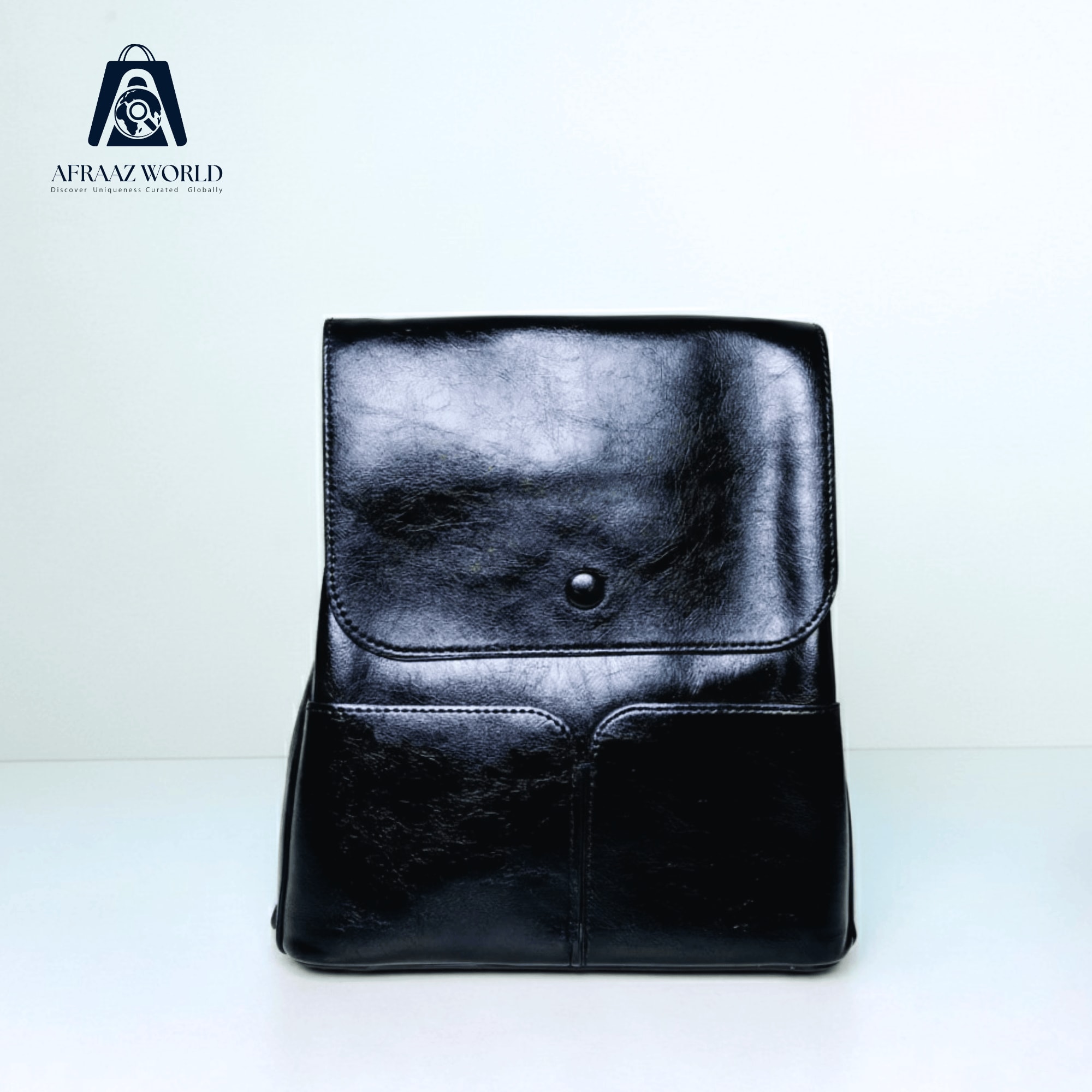 Minimalist Vegan Leather Backpack with Twin Front Pockets