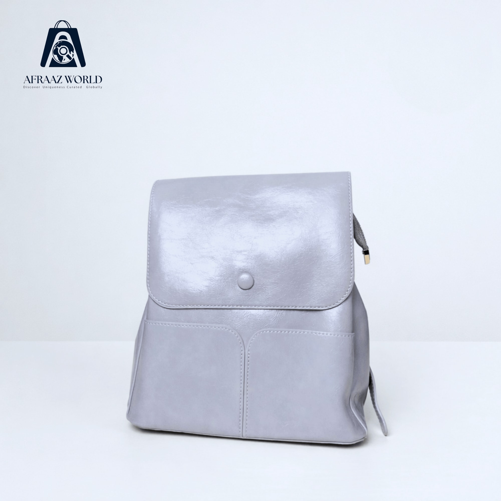 Minimalist Vegan Leather Backpack with Twin Front Pockets