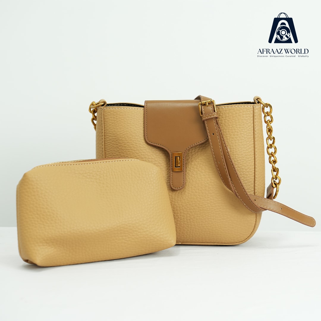 Stylish Pink-Beige Shoulder Bag Set for Women | 2-in-1 Luxury Handbag by Afraaz World