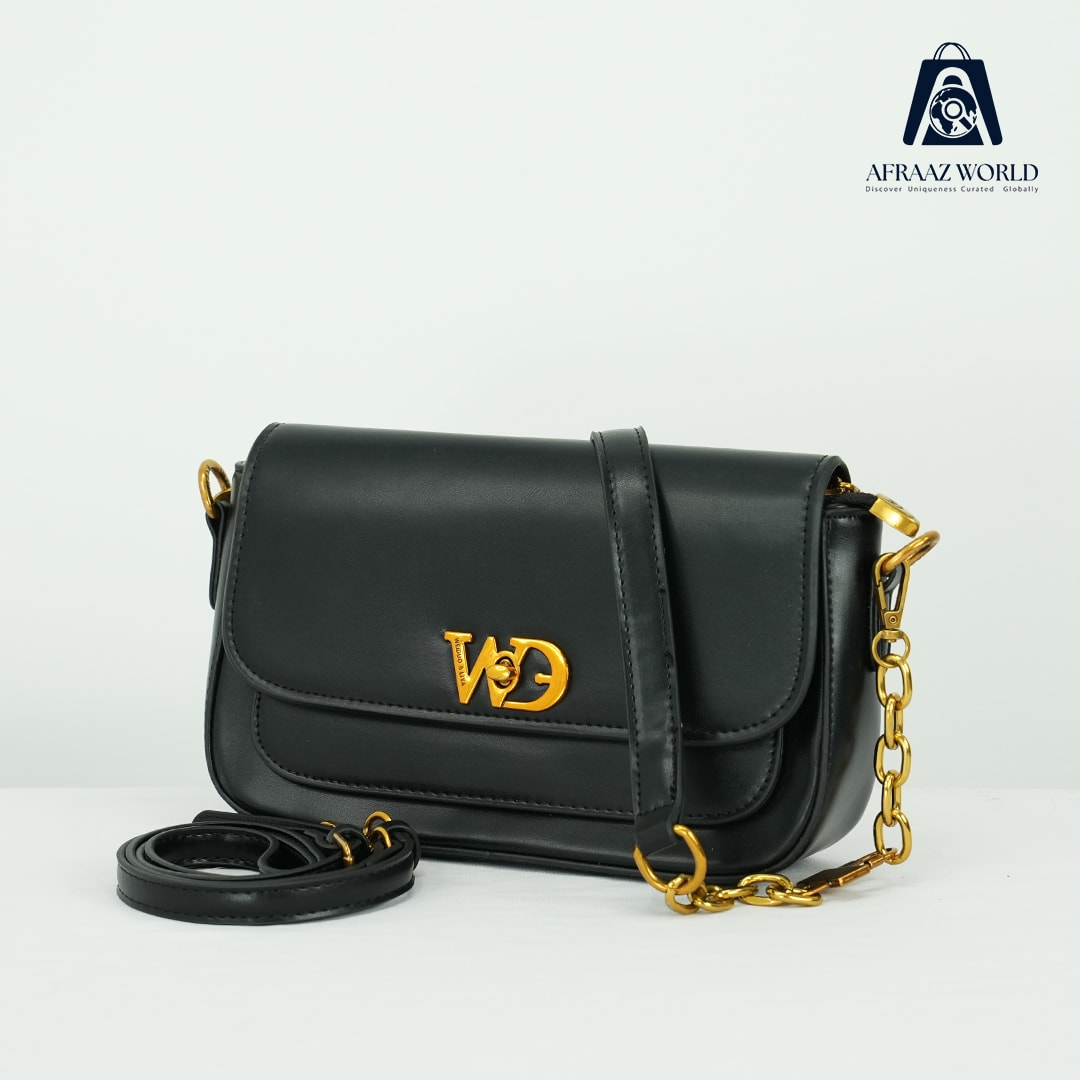 Luxury Chocolate Brown Crossbody Bag for Women | Gold Chain Leather Purse by Afraaz World