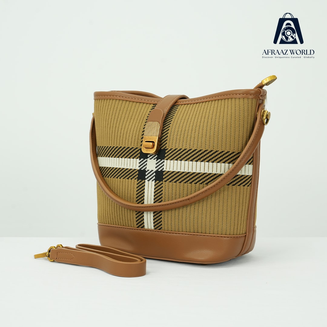 Trendy Brown Check Pattern Shoulder Bag for Women | Casual Tote Purse by Afraaz World