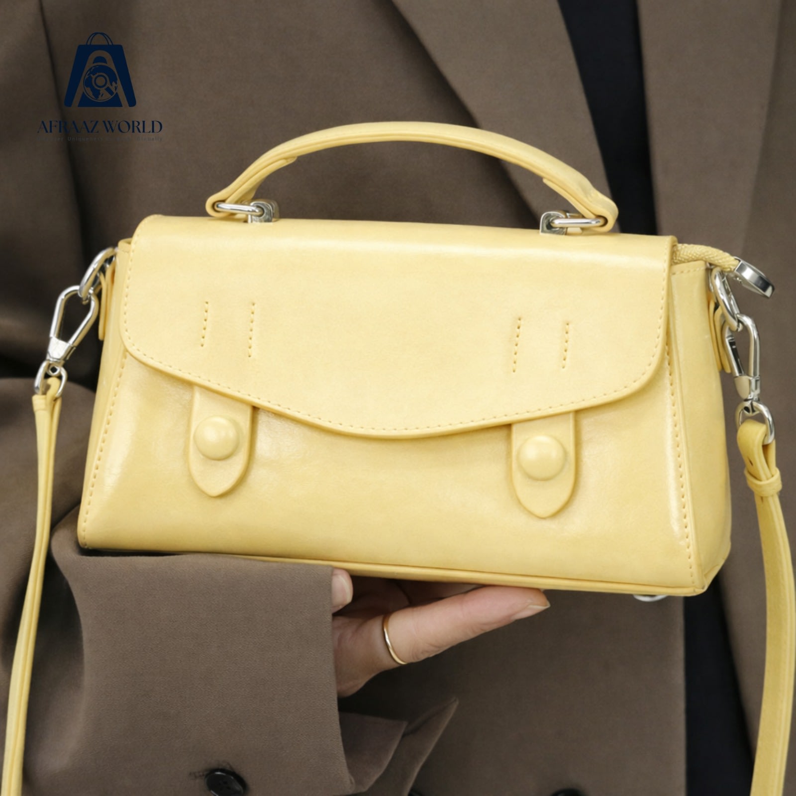 Luxury Pastel Yellow Crossbody Bag for Women