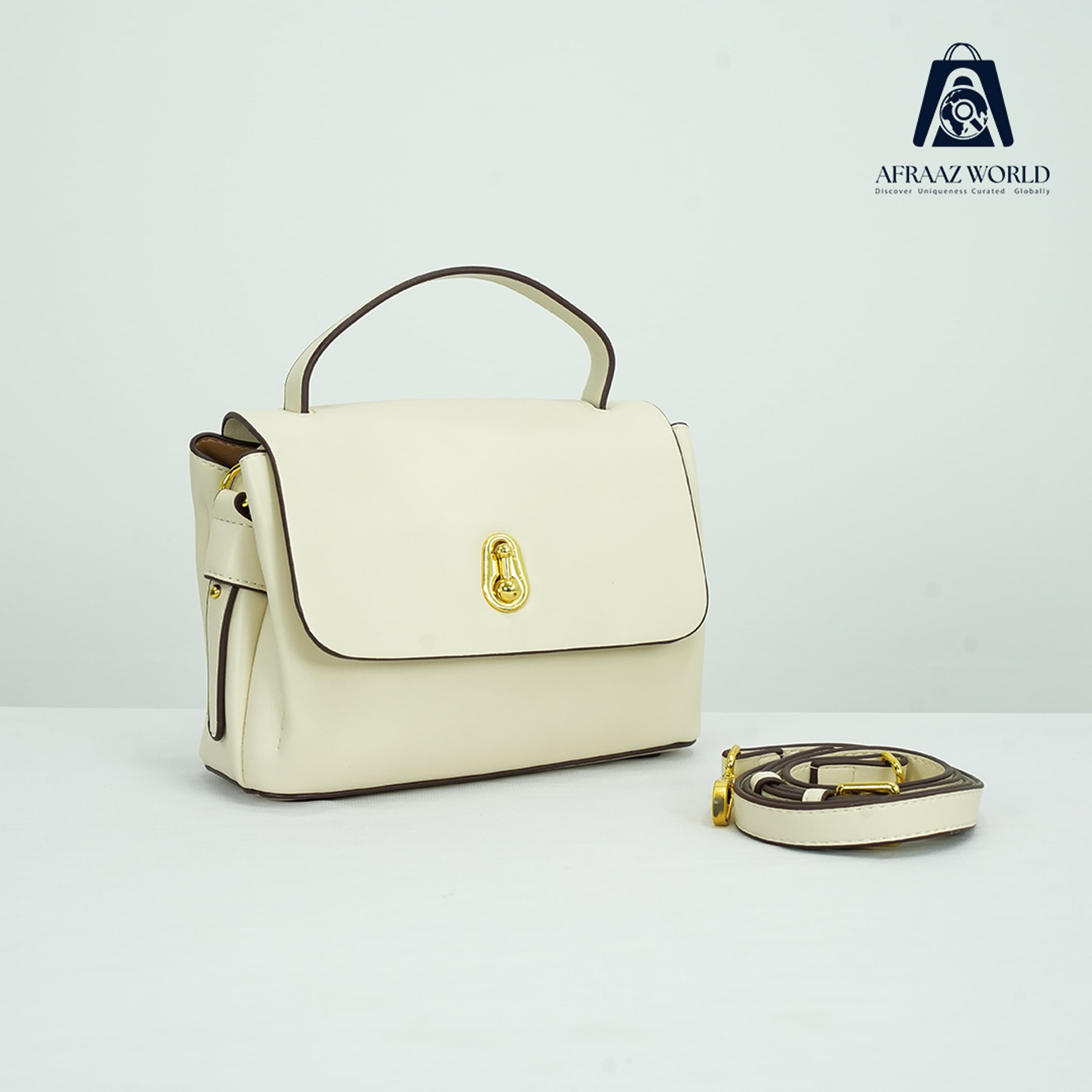 Classic Women’s Golden Beige Shoulder & Handbag – Soft Leather Finish