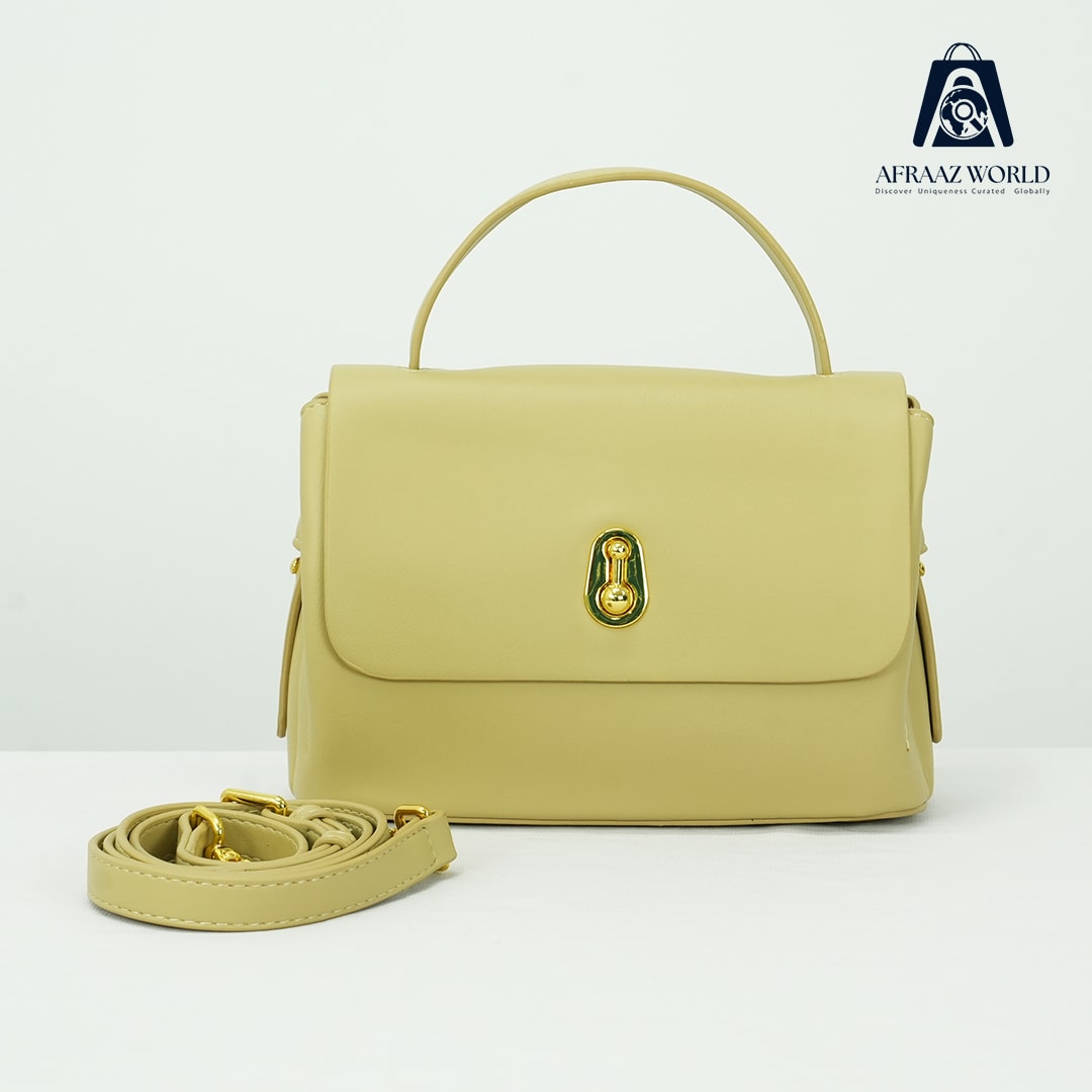 Mint Green Faux Leather Crossbody Handbag with Gold-Tone Lock