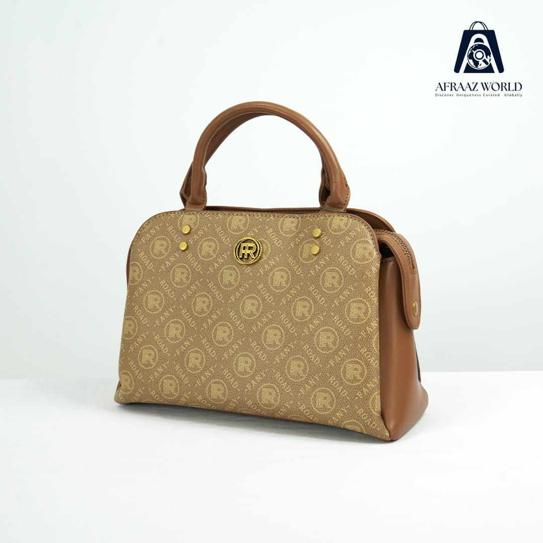 Luxury Monogram Brown Handbag with Golden Accents – Afraaz World