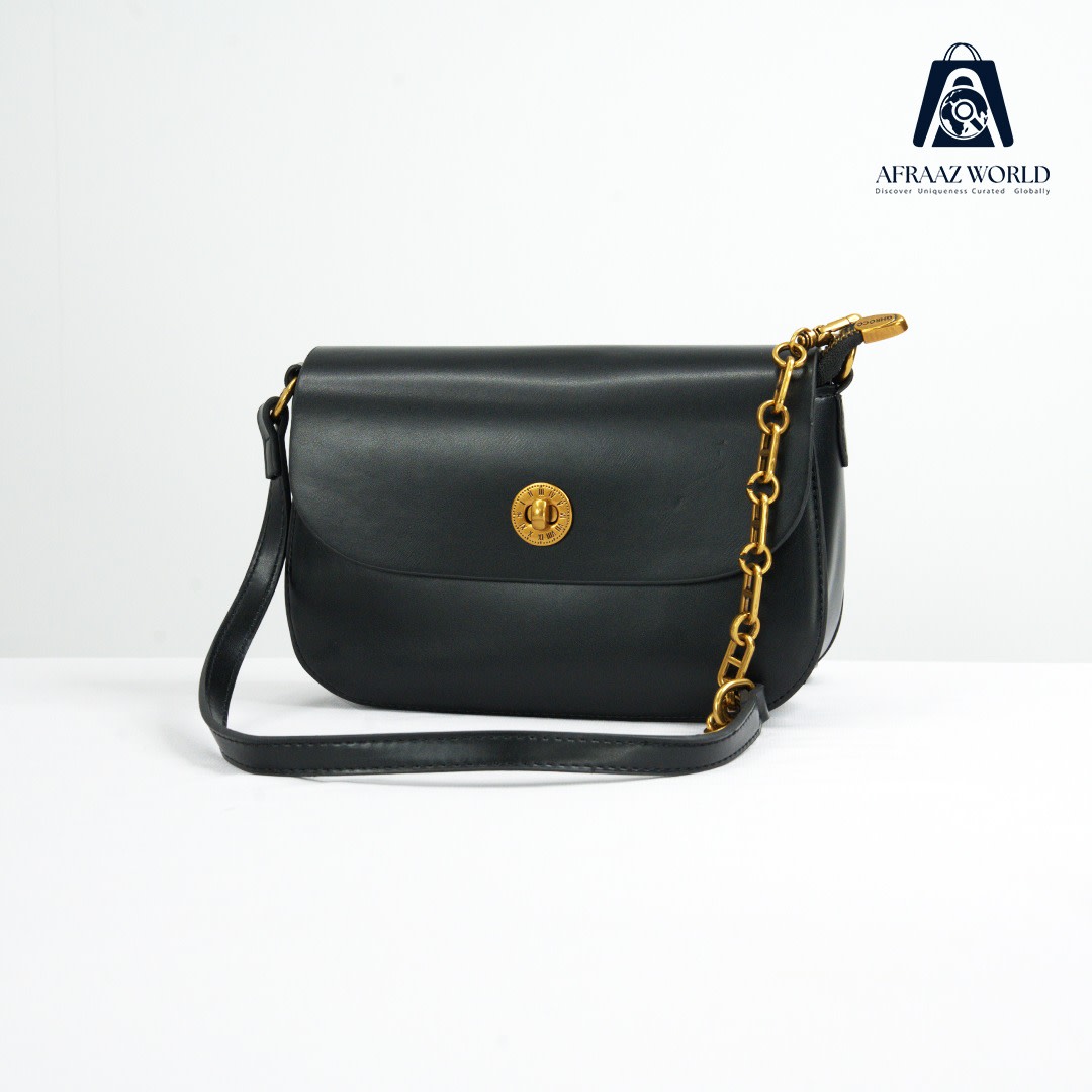 High Quality Coffee Brown Crossbody Bag with Minimal Golden Lock – Afraaz World