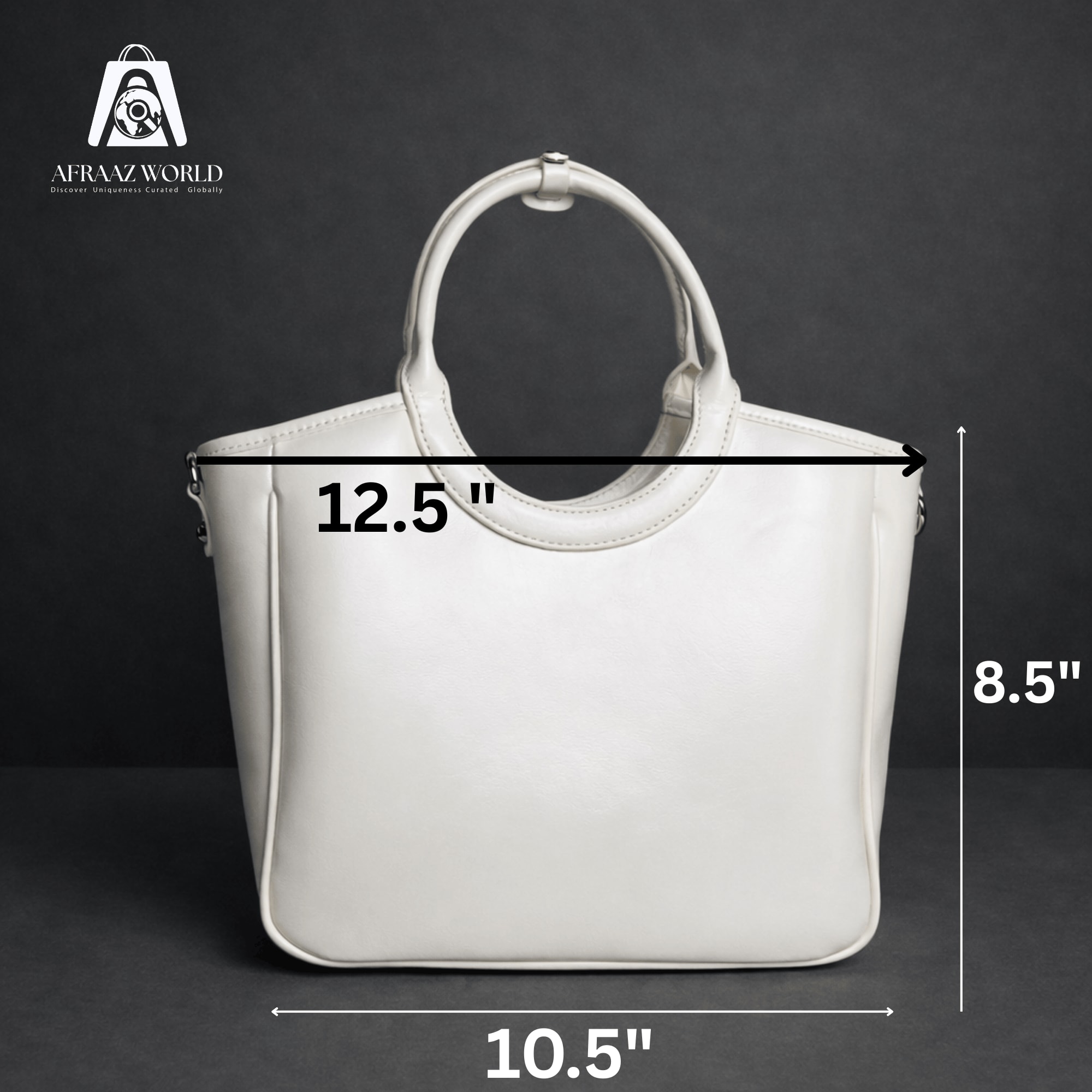 Sculptural Round-Handle Carryall in Pearl White