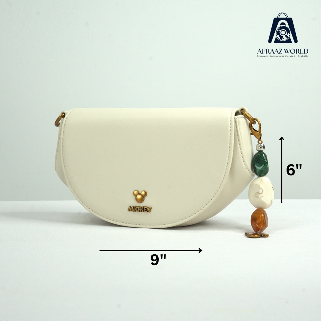 Luxury White Mickey Leather Mini Crossbody Bag – Afraaz World