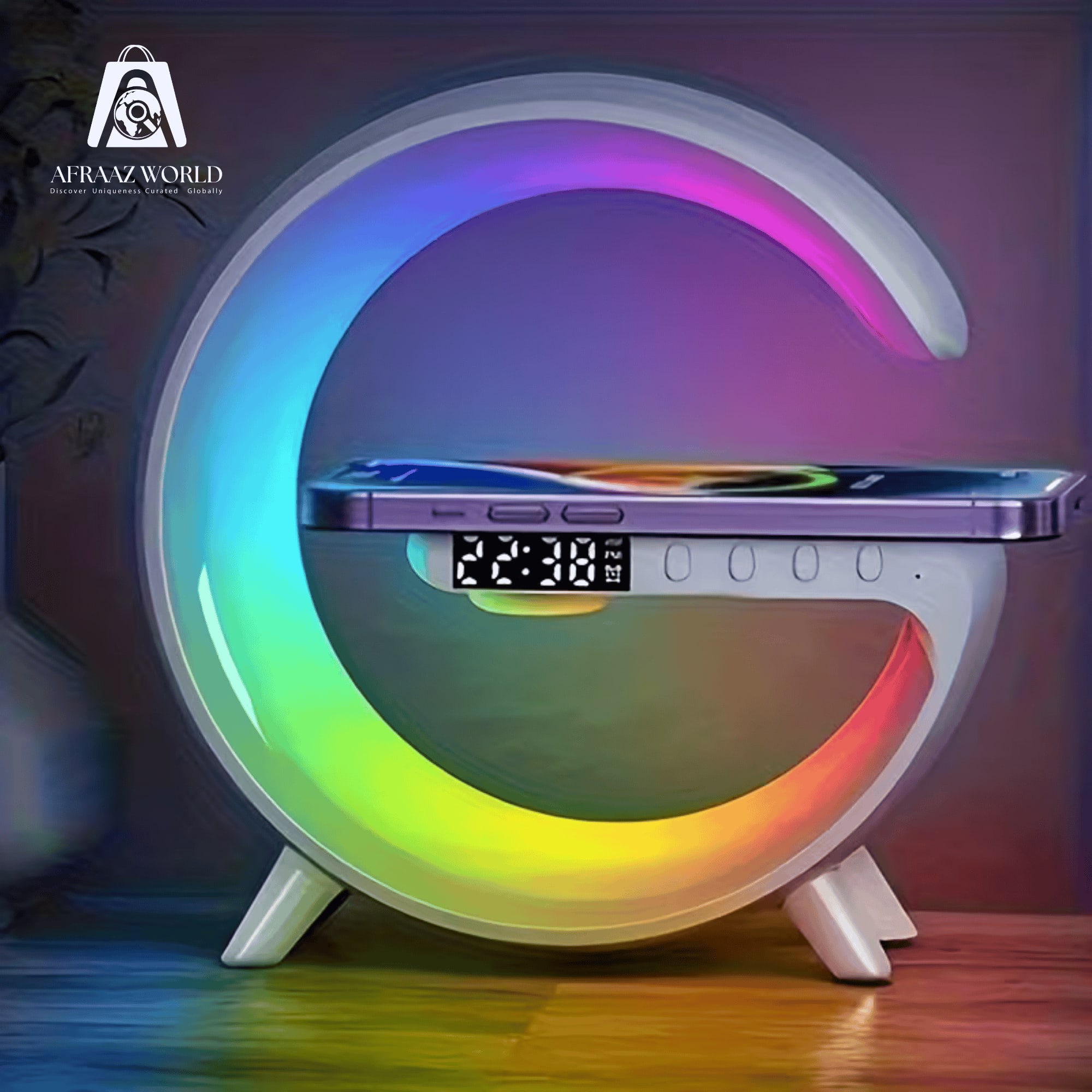 G63 Wireless Portable Bluetooth Speaker Lamp With  LED RGB Light & Smart Clock