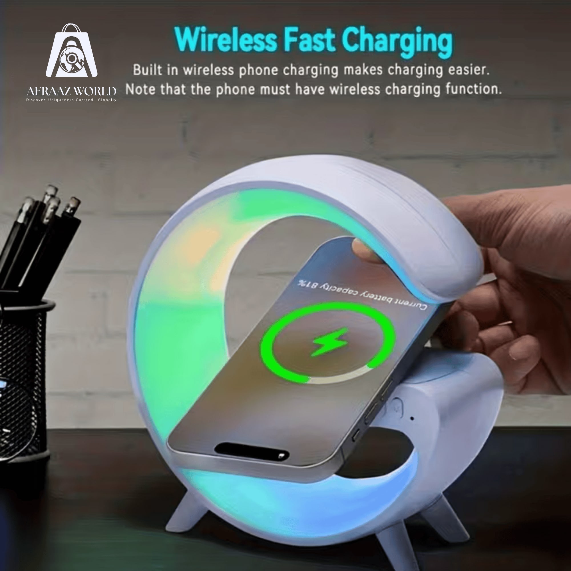 G63 Wireless Portable Bluetooth Speaker Lamp With  LED RGB Light & Smart Clock