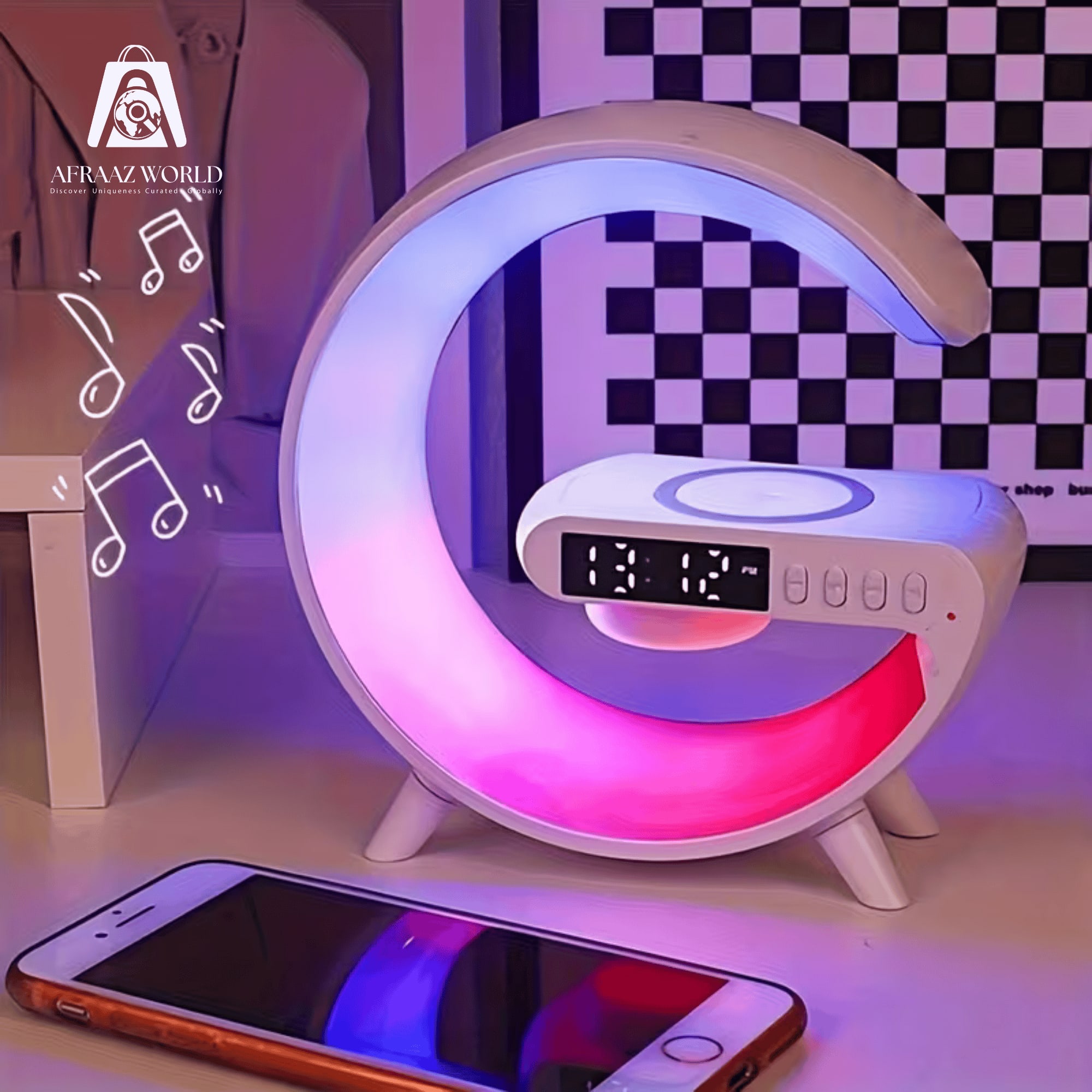 G63 Wireless Portable Bluetooth Speaker Lamp With  LED RGB Light & Smart Clock