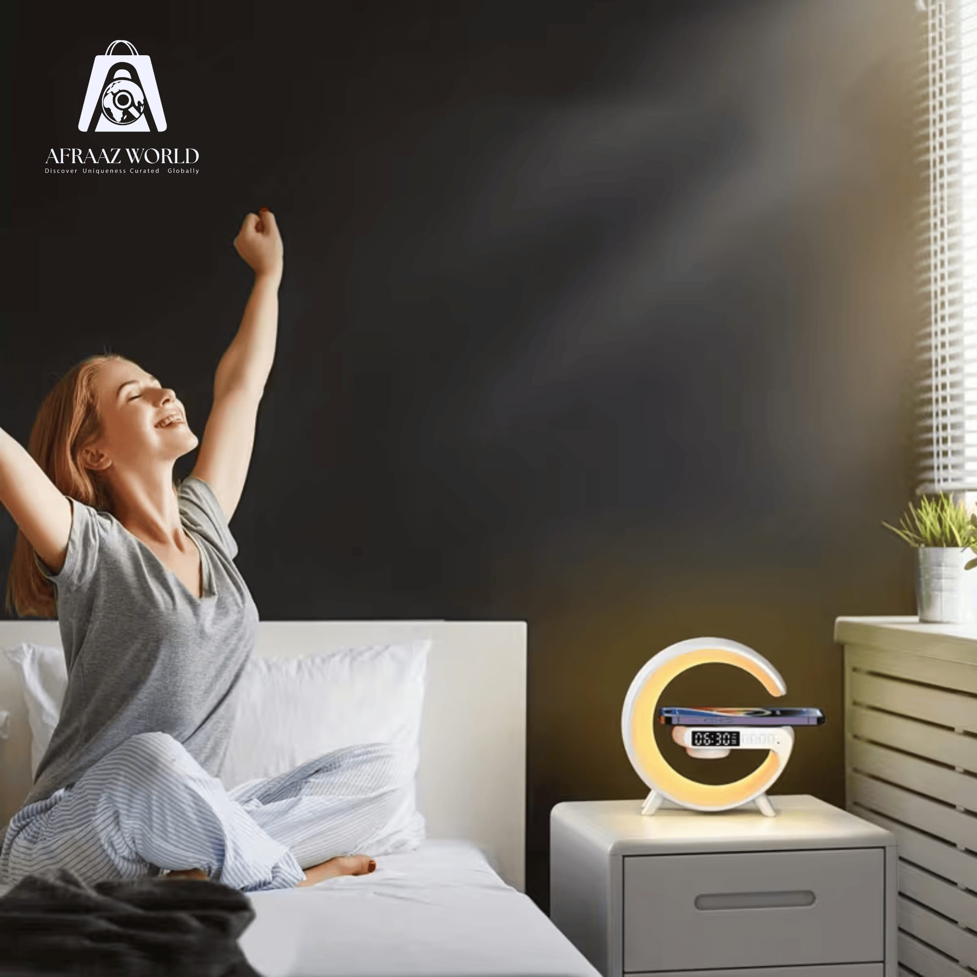 G63 Wireless Portable Bluetooth Speaker Lamp With  LED RGB Light & Smart Clock