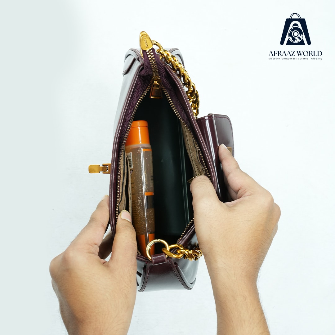 Classic Black Chain Shoulder Bag for Women | Premium Leather Handbag by Afraaz World