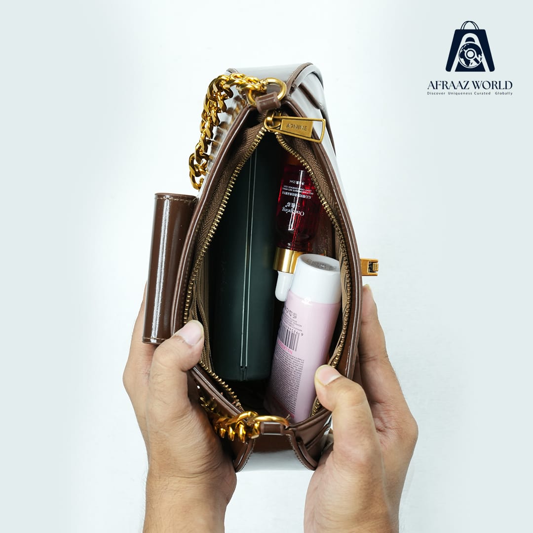 Classic Black Chain Shoulder Bag for Women | Premium Leather Handbag by Afraaz World