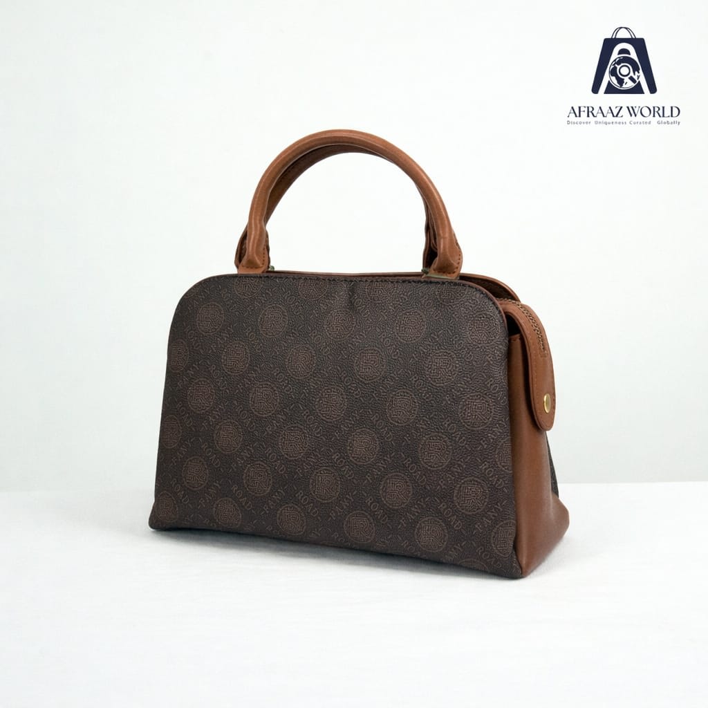 Luxury Monogram Brown Handbag with Golden Accents – Afraaz World