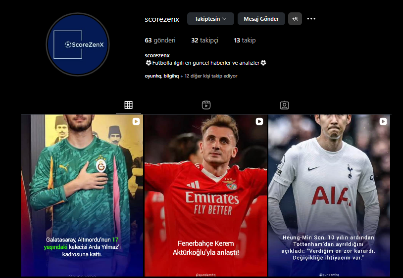İnstagram Spor Sayfamız
