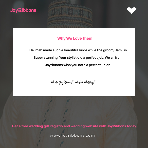 JoyRibbons is top gift registry site in Nigeria. Couples getting married in Nigeria today can receive gift on their wishlist, see RSVP and share their wedding information with their loved ones using JoyRibbons. We are the 
              company that will do everything and anything for love