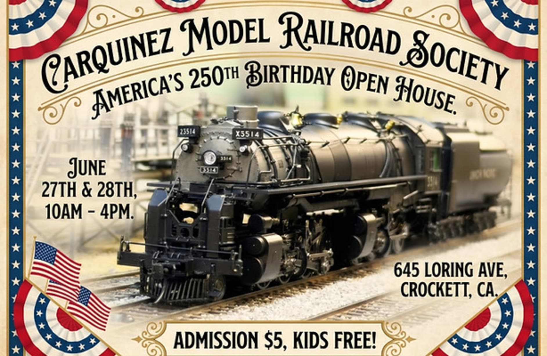 Model Train Show Celebrating America's 250th in Martinez — Bay Area family event