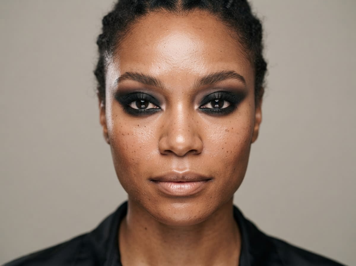 Thin lifted eyeliner along the upper lash line of a hooded eye