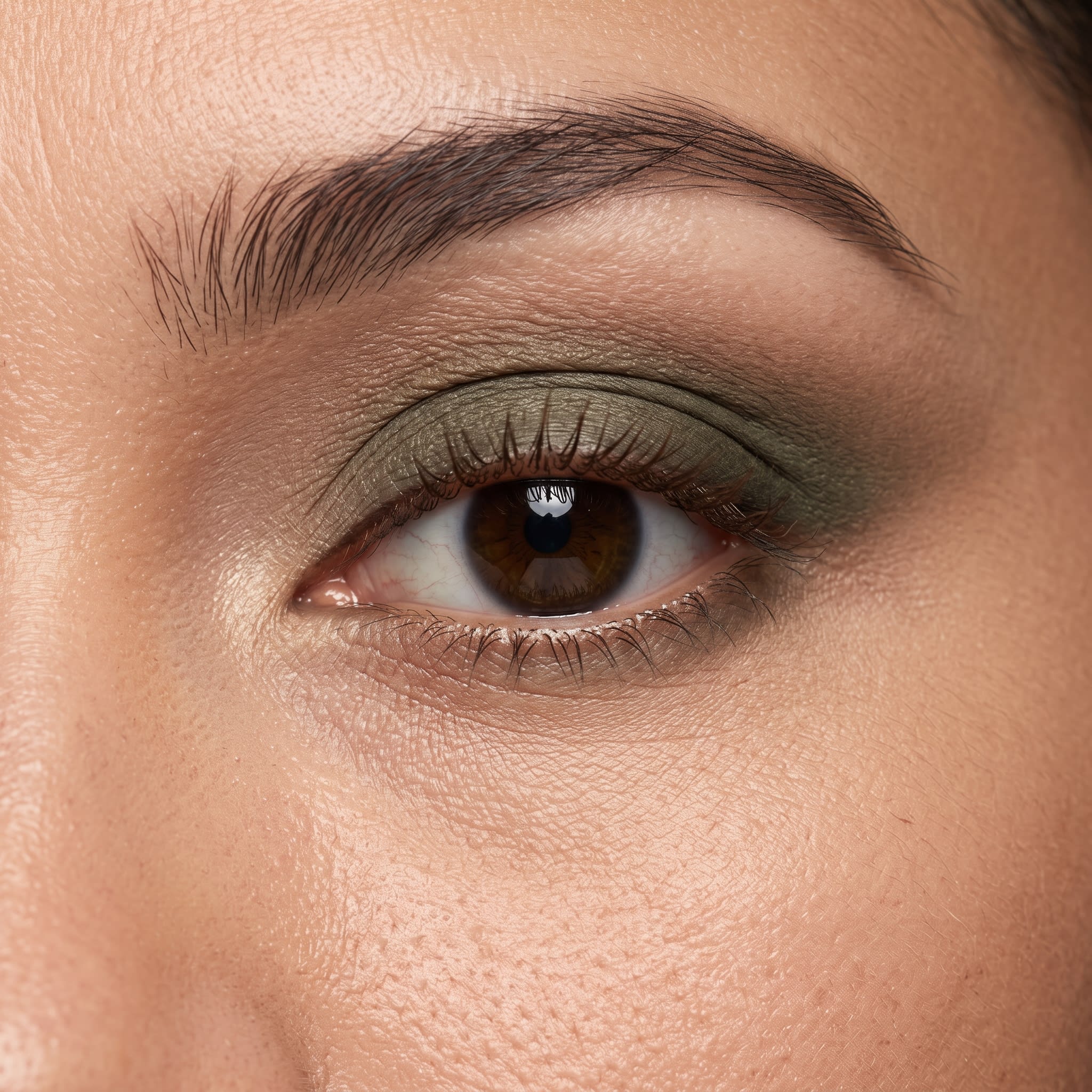 Khaki and moss green eyeshadow
