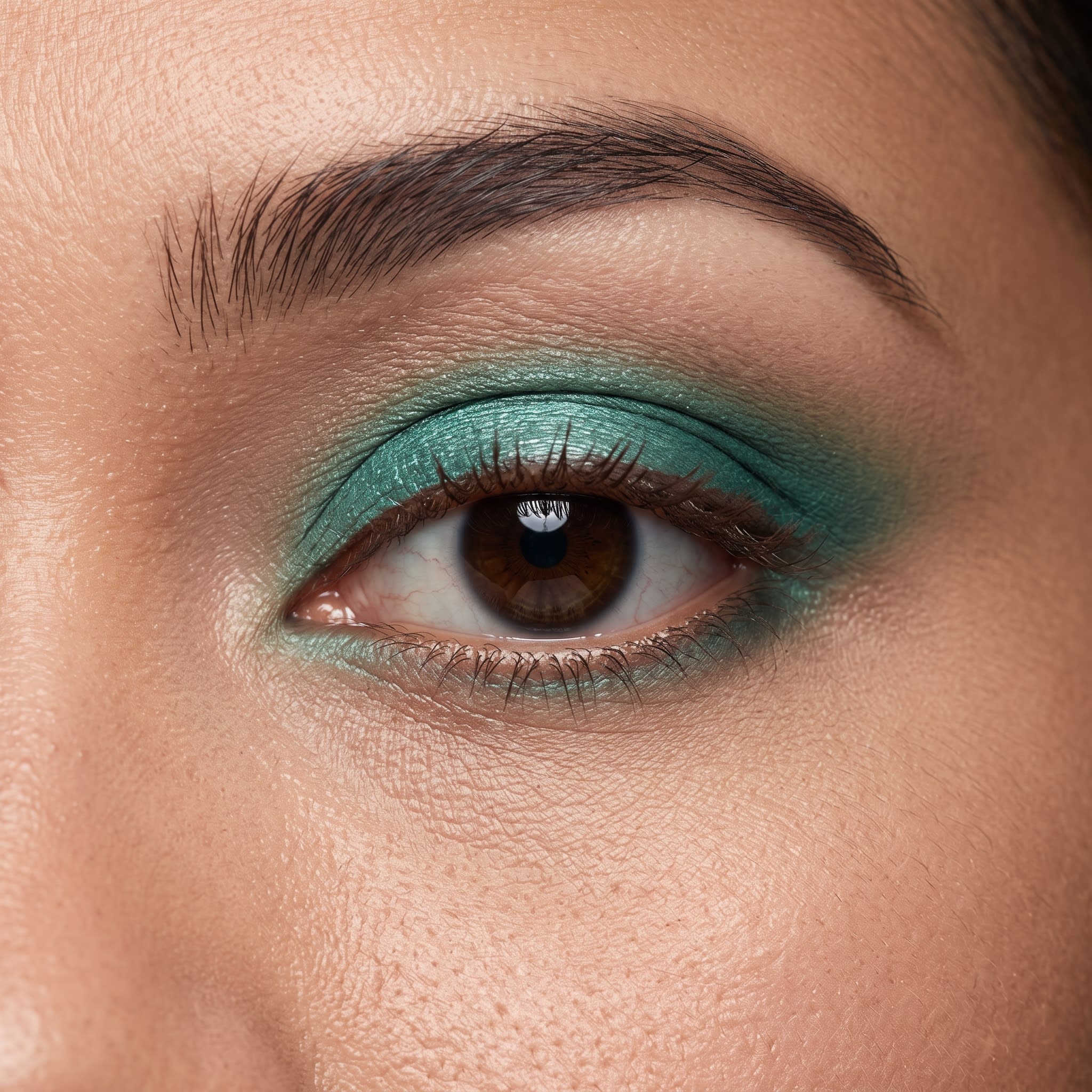Teal and emerald green eyeshadow