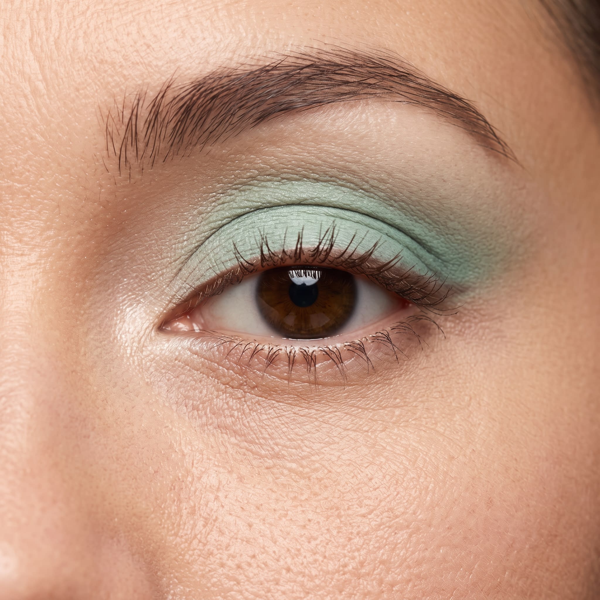 Mint green eyeshadow with cool green outer corner