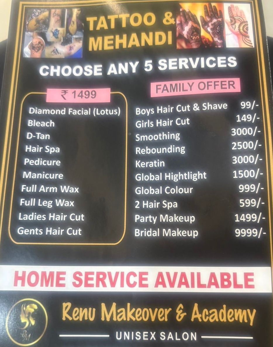 Choose any 5 Services at Renu Makeover