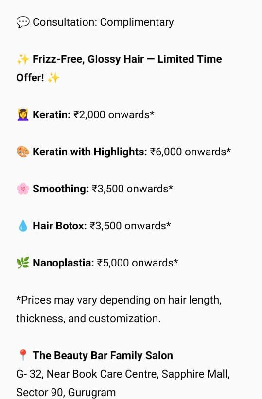 Limited time Offer on Hair Services at The Beauty Bar