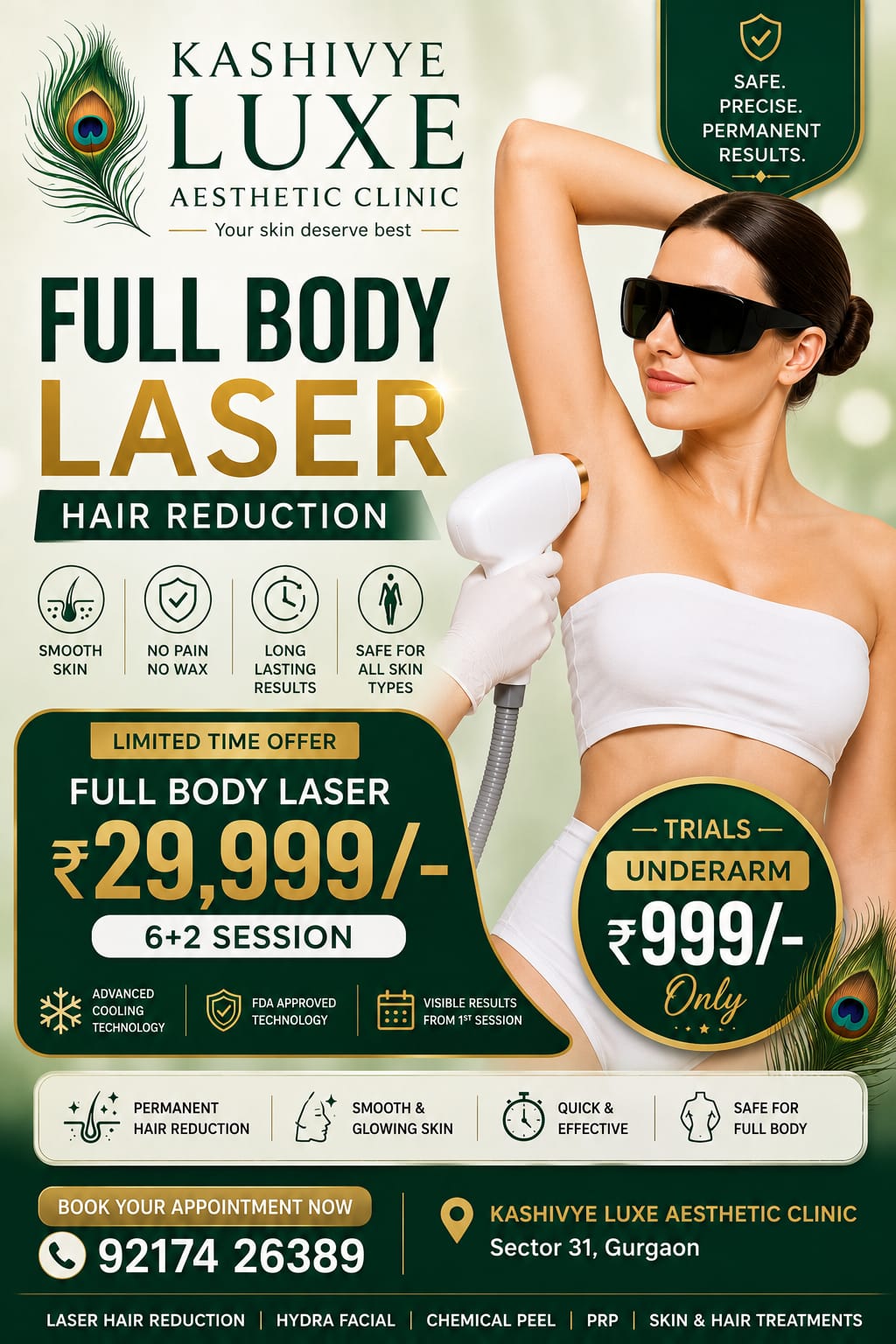 Laser Hair Reduction at Kashivye Luxe Aesthetic Clinic - Sector 31 Gurgaon