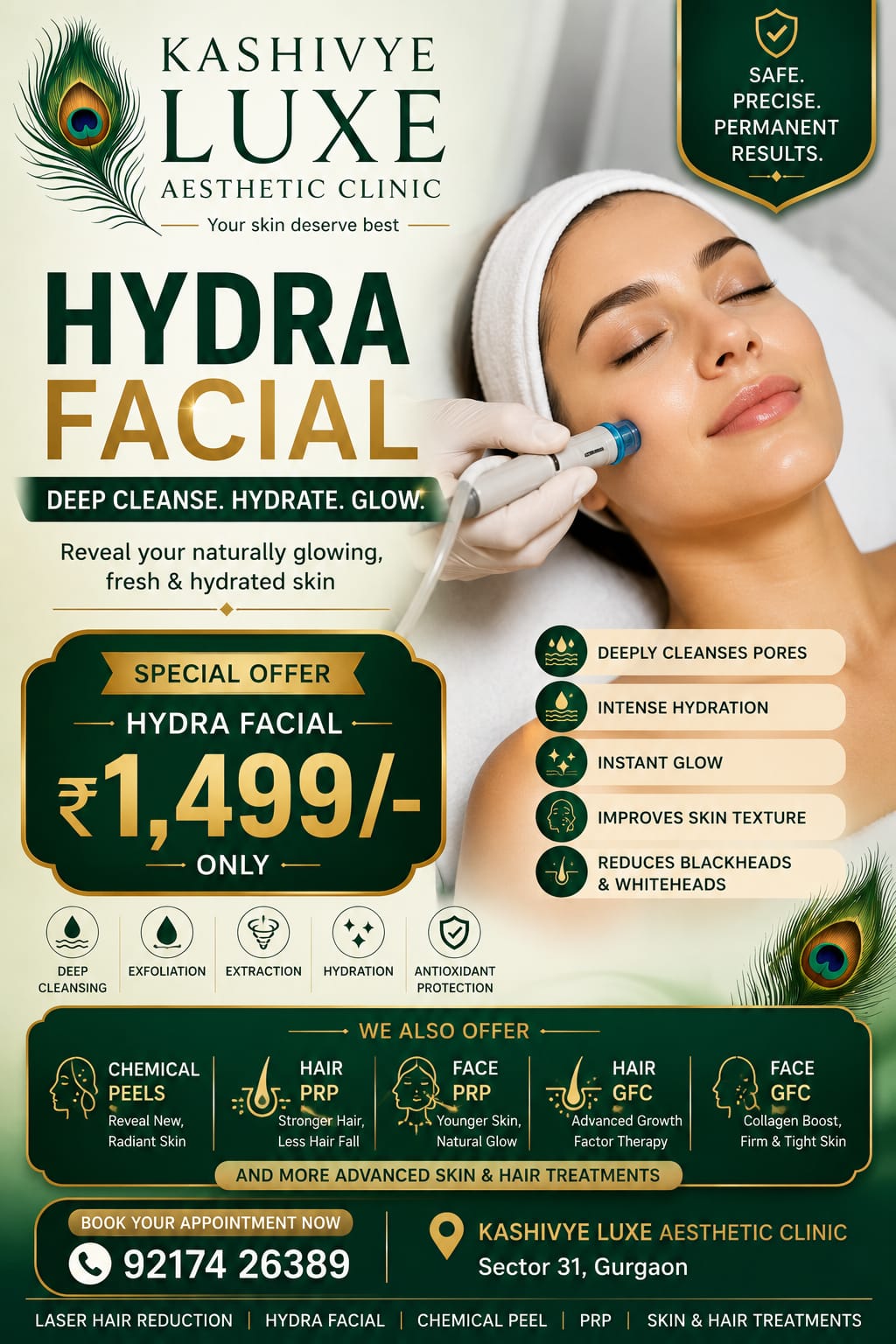 Hydra Facial Offer - ₹ 1499/- at Kashivye Luxe Aesthetic Clinic - Sector 31 Gurgaon