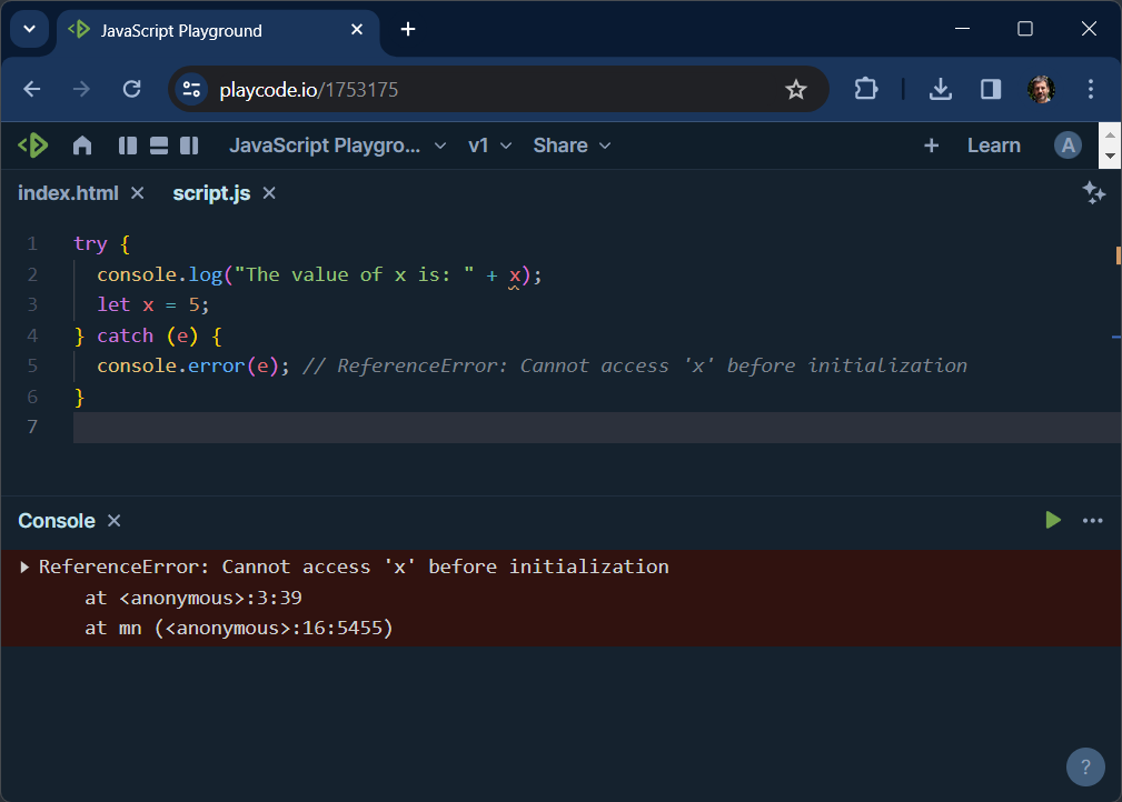ReferenceError: Cannot access 'x' before initialization