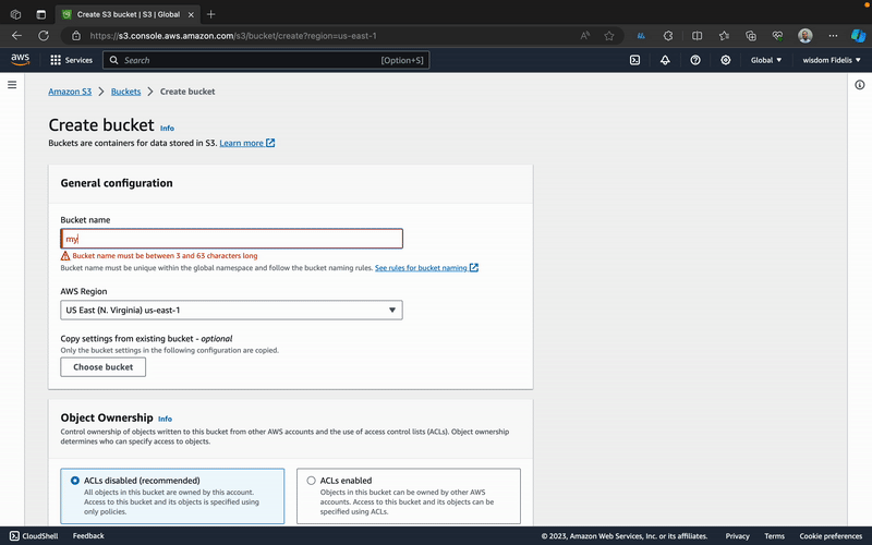                                                                           AWS S3 Bucket Created