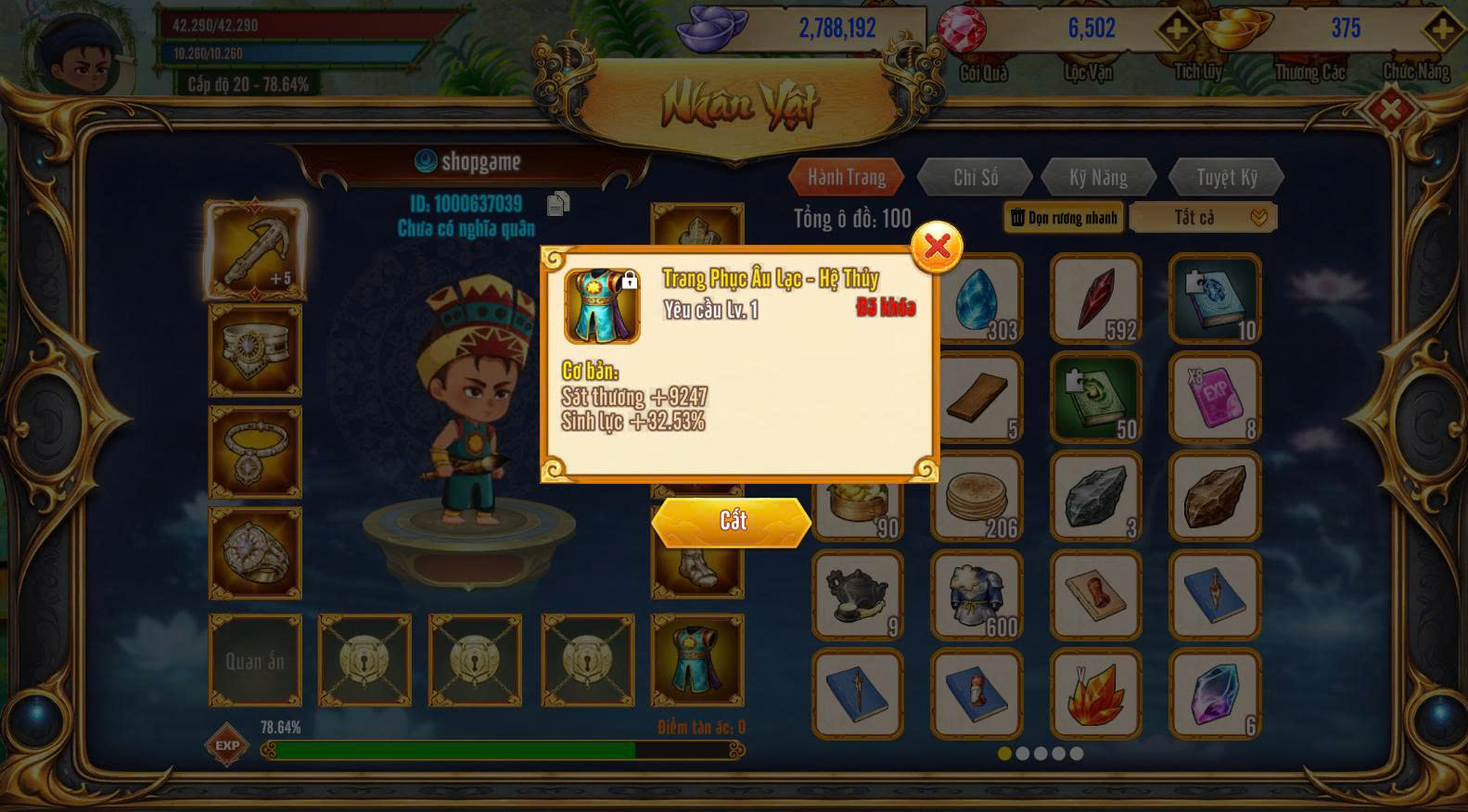 Acc có cải trang Âu Lạc