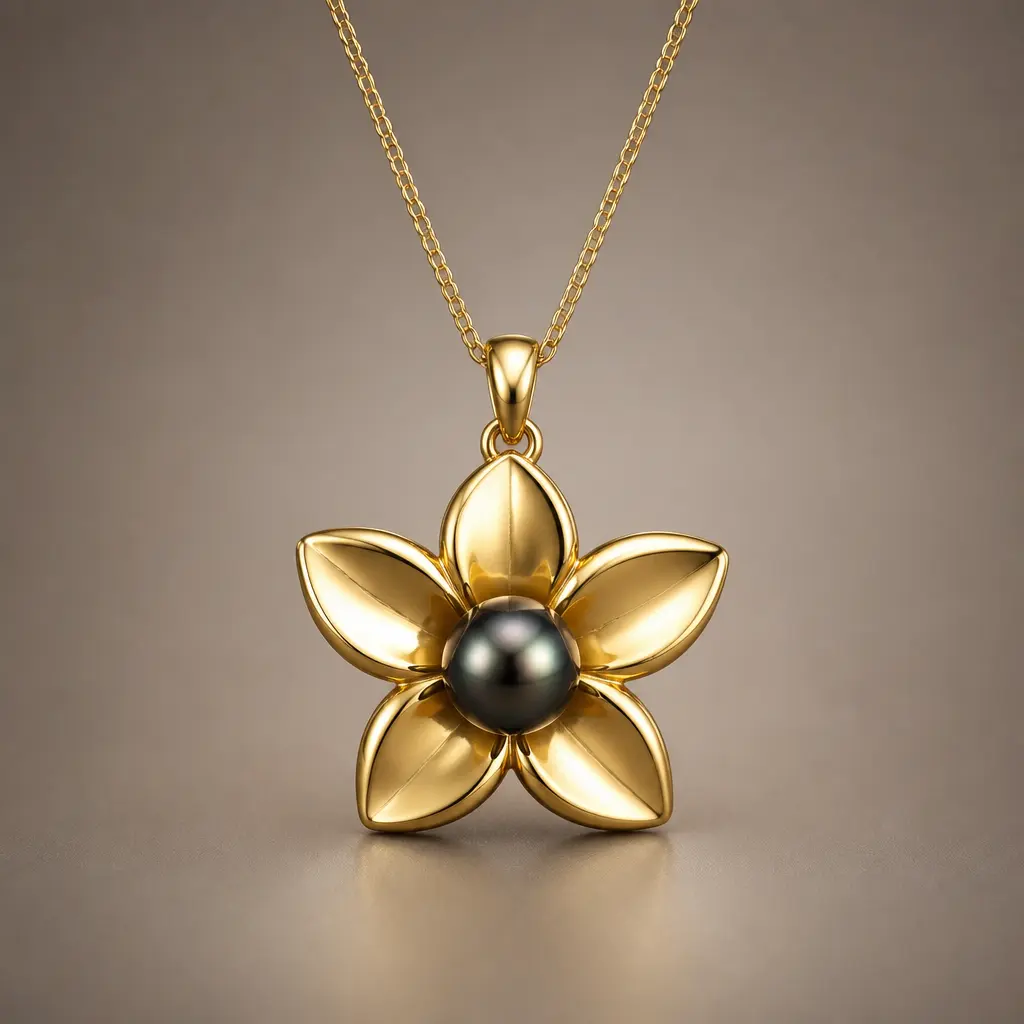 Pendentif Tiare et Perle de Tahiti