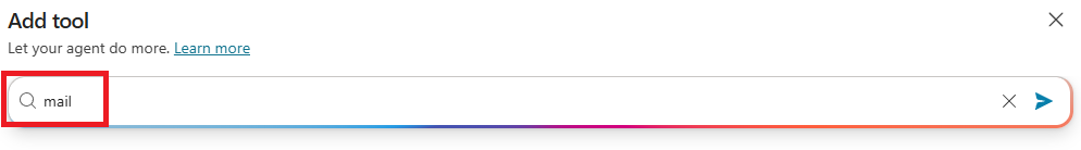 Tìm kiếm "mail" trong Add tool dialog