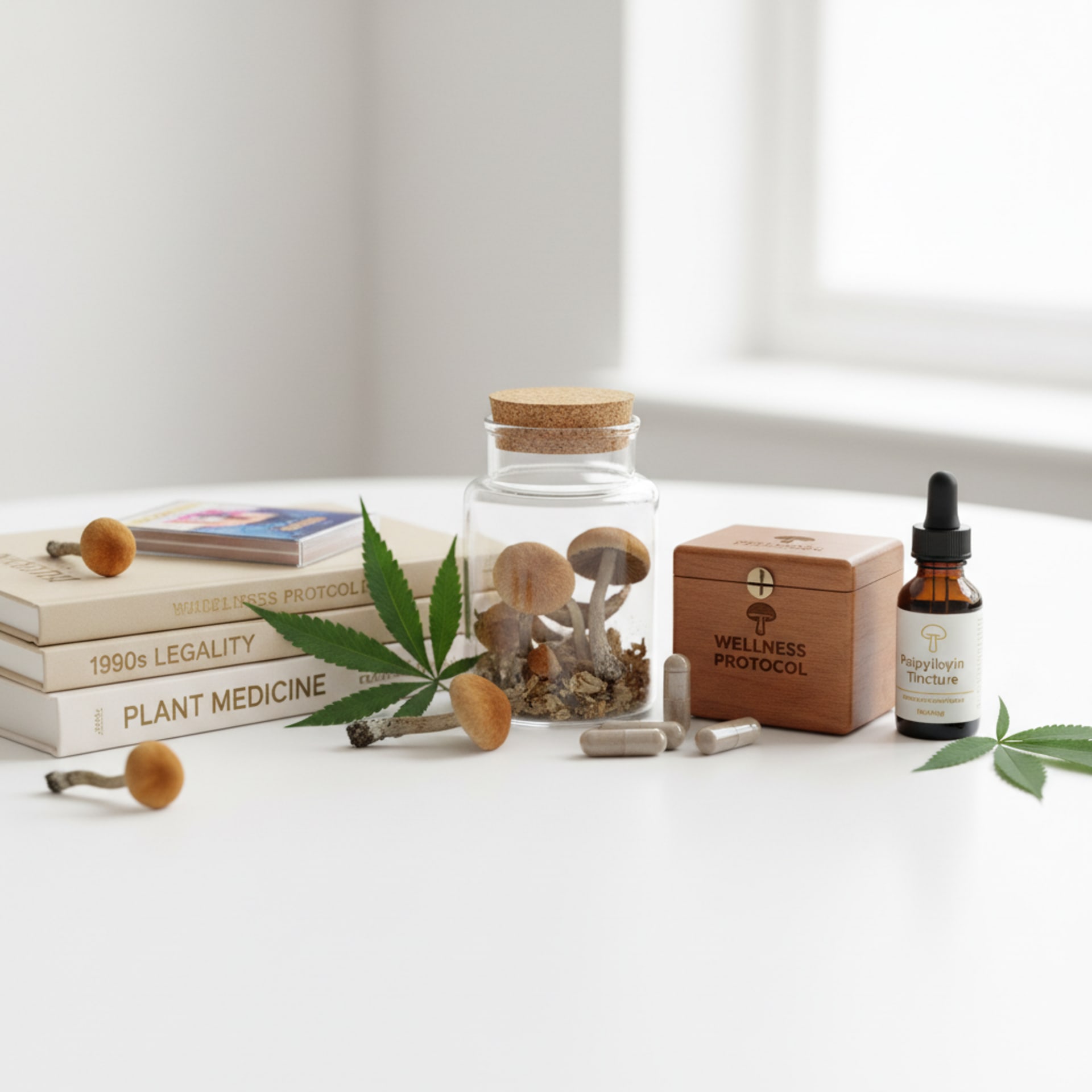 Gavel and psilocybin capsules on a legal document representing psychedelic policy