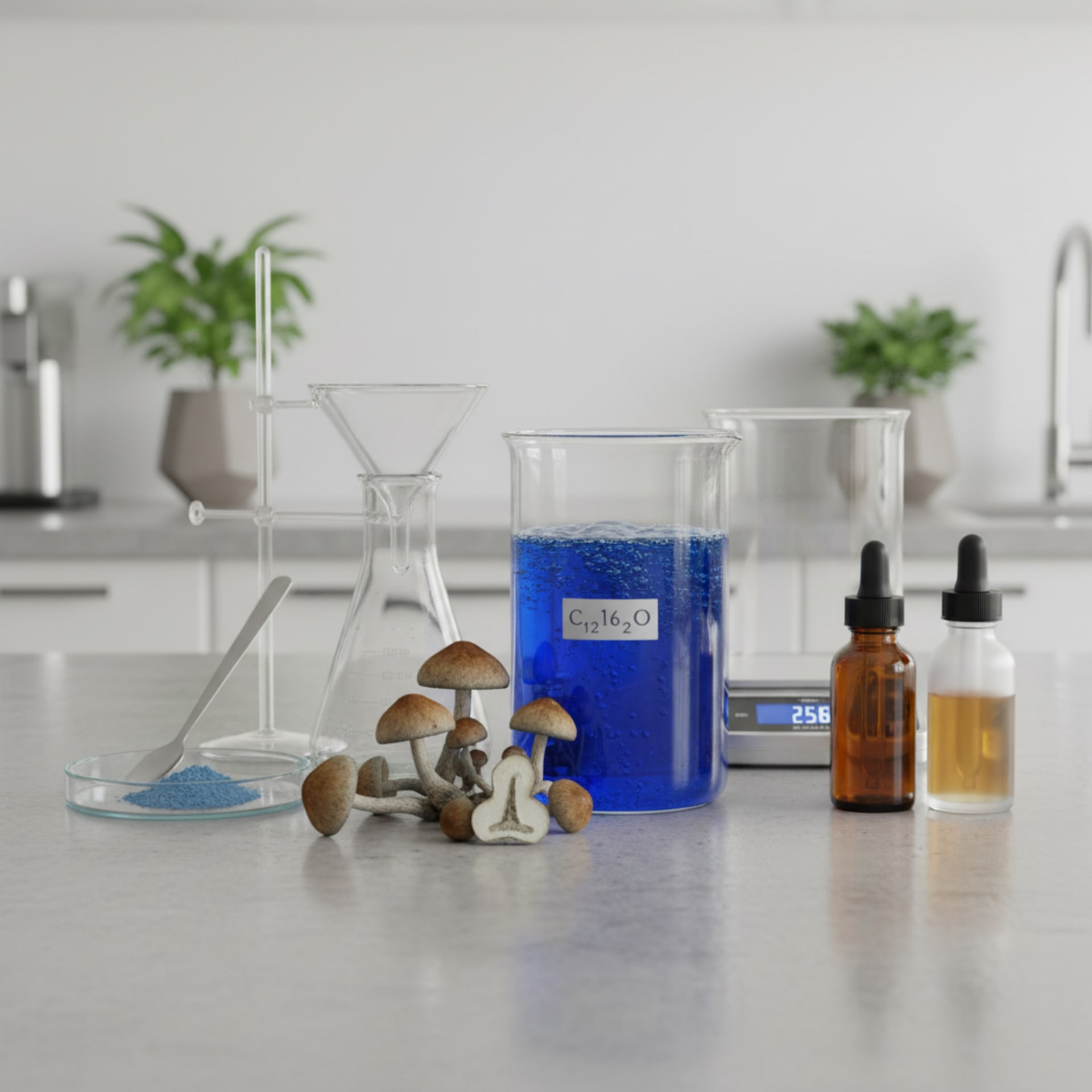 detailed prompt for 16:9 banner image in ShroomDash style: dark background, purple and teal ambient lighting, profession