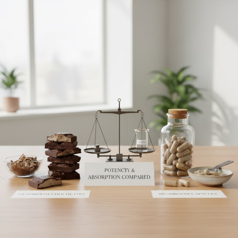 mushroom chocolate vs capsules illustration 2