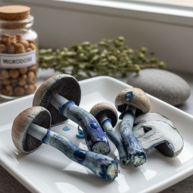 blue bruising mushrooms illustration 2
