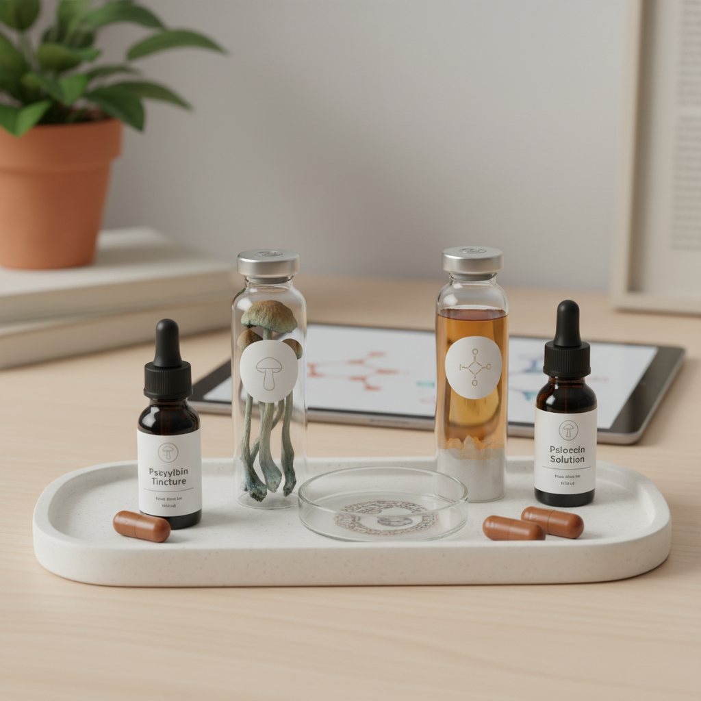 Psilocybin and psilocin molecular structures side by side