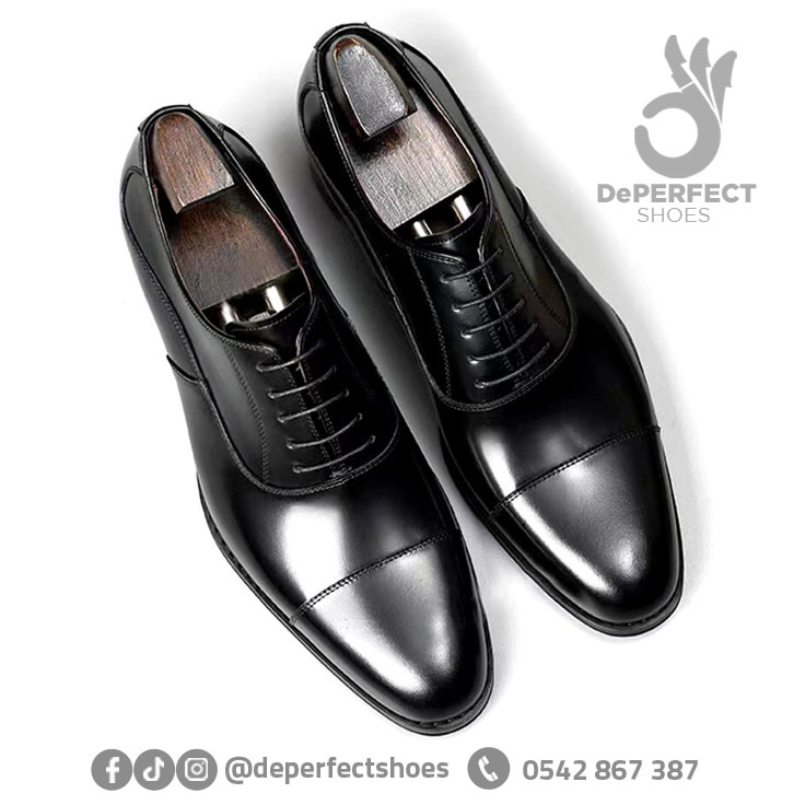 Black Cap-Toe Oxfords