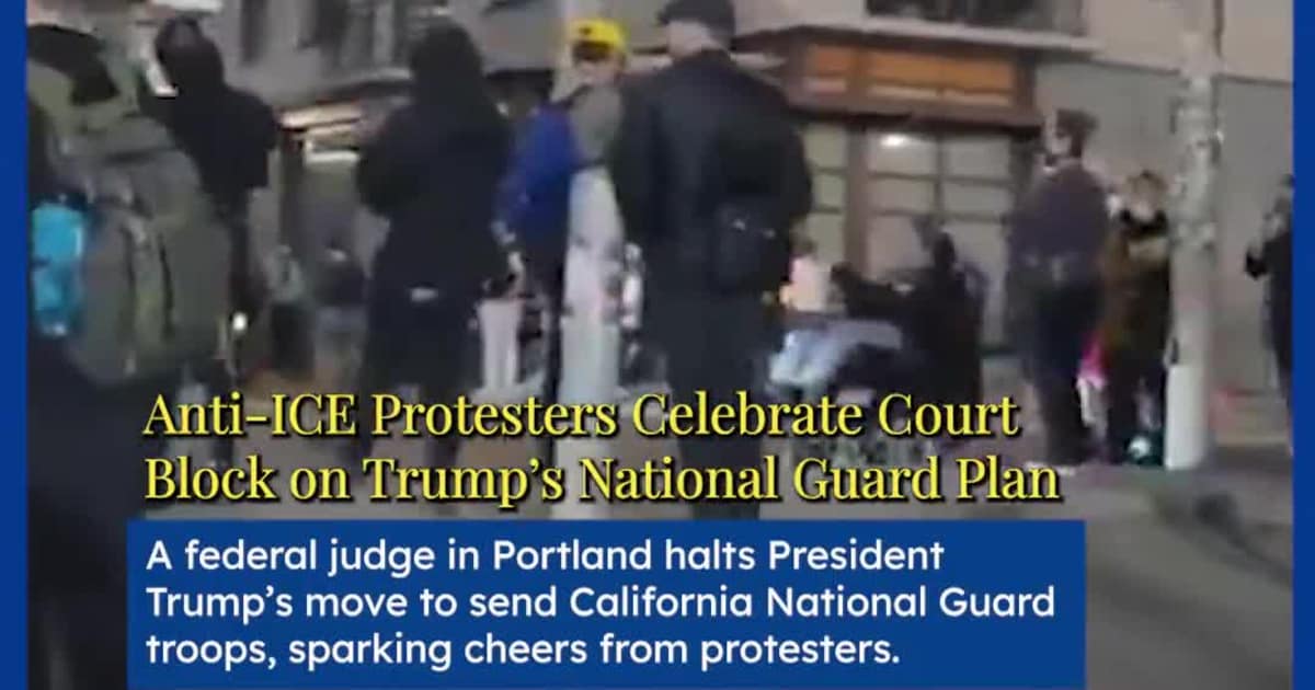 Anti-ICE Protesters Celebrate Court Block on Trump’s National Guard Plan