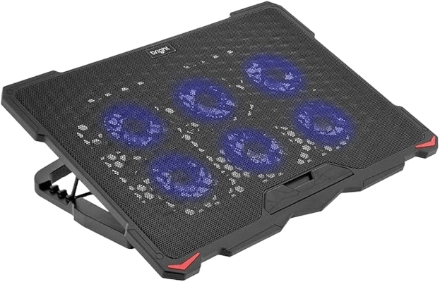 Bright Cooler para Notebook 6 Fans (6 Ventoinhas) LED e USB Hub Preto Bright, 1500 RPM, Ruído 20dBA