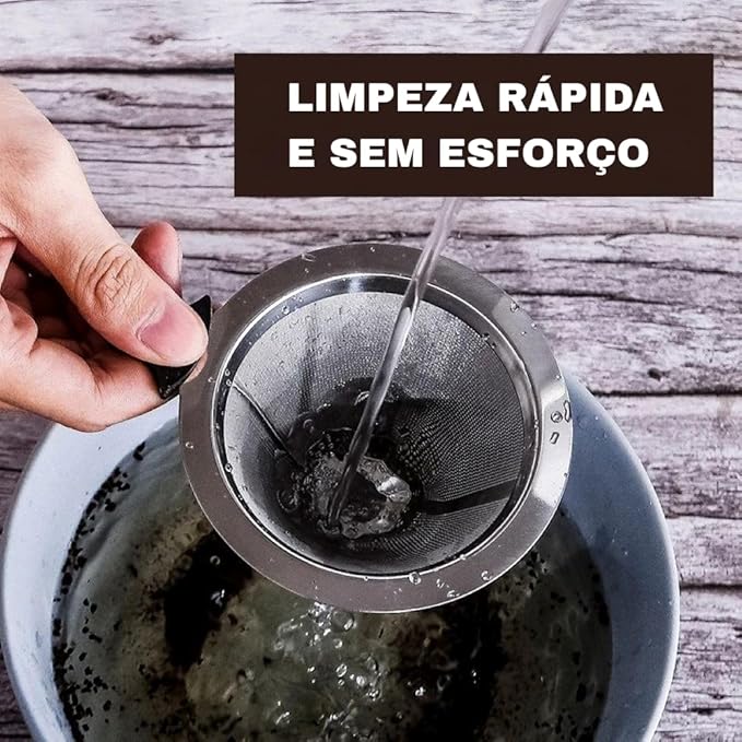 Coador de Café em Aço Inox, Reutilizável Sem Uso de Papel, Filtro Permanente com Base, Fácil de Lavar - Imagem 5