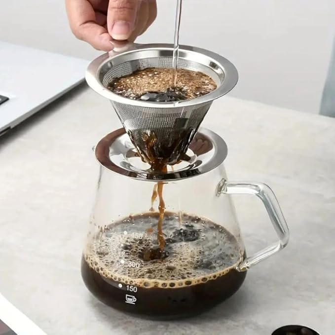 Coador de Café em Aço Inox, Reutilizável Sem Uso de Papel, Filtro Permanente com Base, Fácil de Lavar - Imagem 3