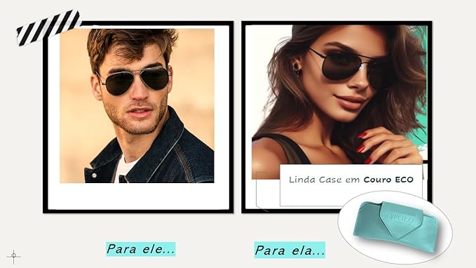 Óculos de Sol Aviador Clássico Unissex Polo London Club, Armação em Metal Stainless Stell - Imagem 3