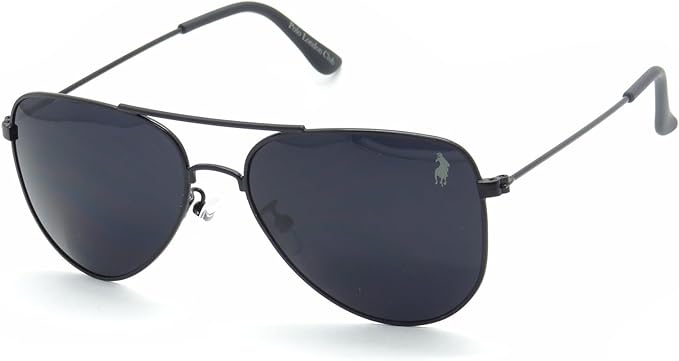 Óculos de Sol Aviador Clássico Unissex Polo London Club, Armação em Metal Stainless Stell
