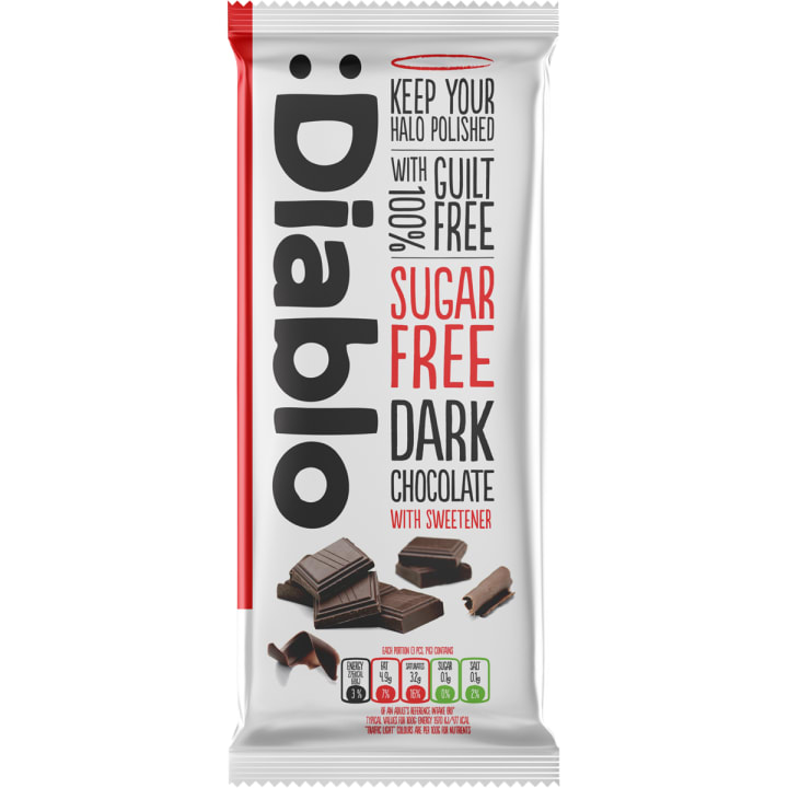 Diablo Sugar Free Dark Chocolate 85g bar in its pack